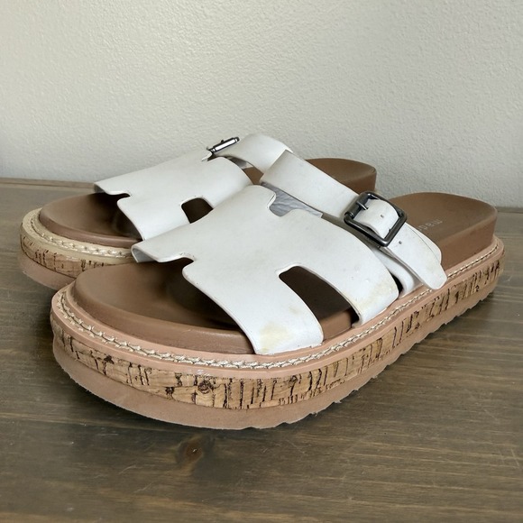 Madden Girl Shoes - Madden Girl Womens‎ 8M White Favor Slip On Slides Sandals Comfort Shoes Summer